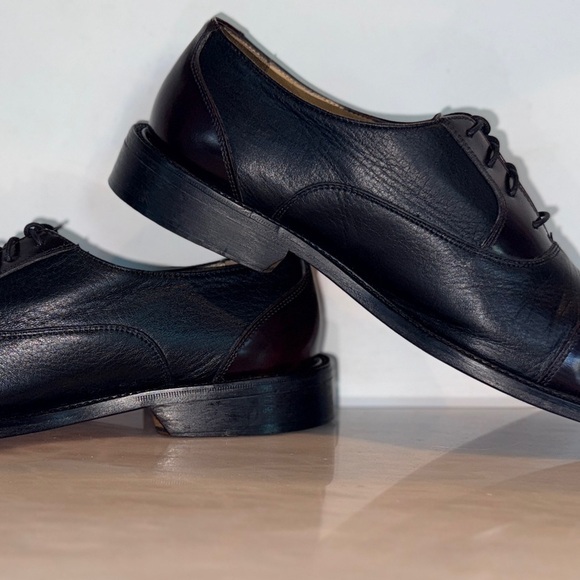 Barcelino Handmade Italian Leather Cap Toe Shoes Burgundy/Black |10M |Vero Cuoio main image 4